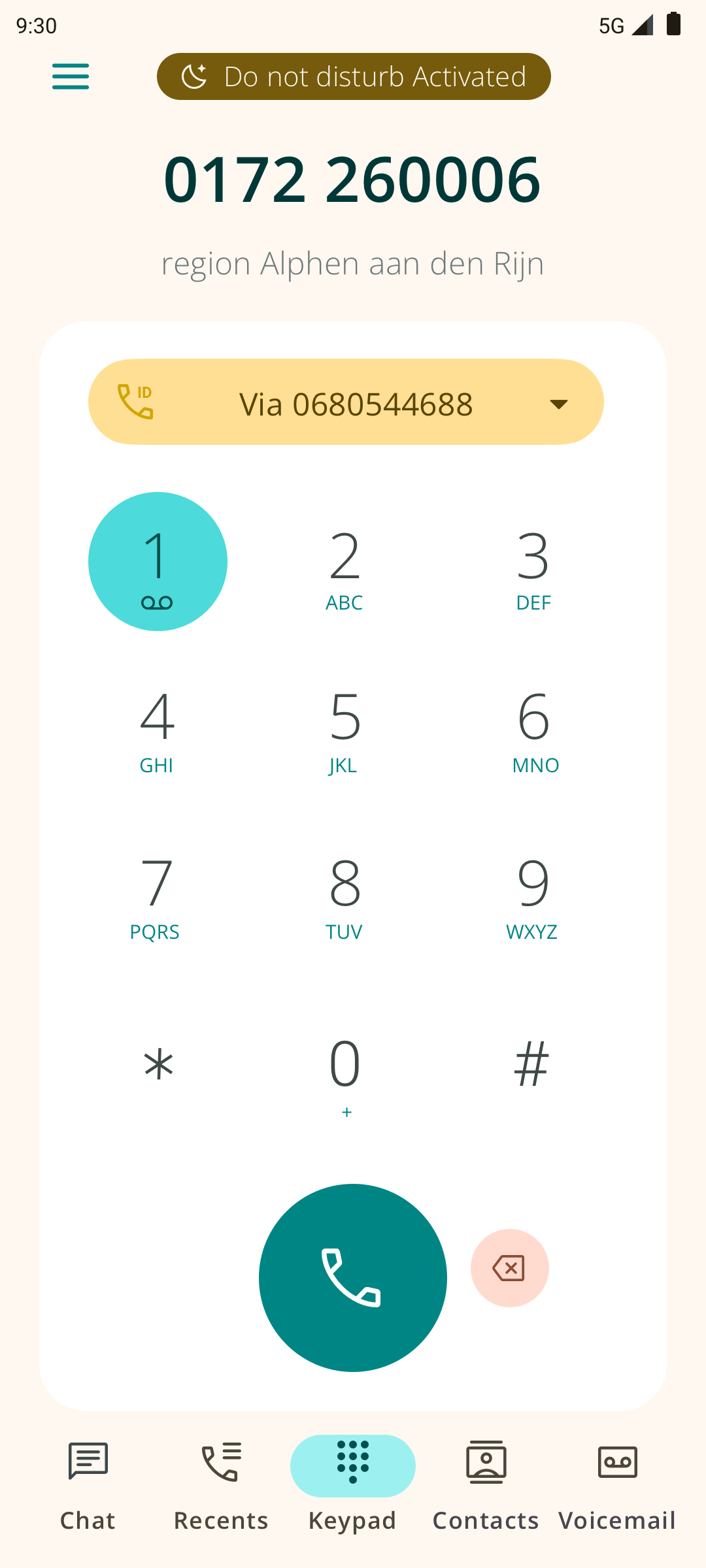 Dubline app op Android met DND actief